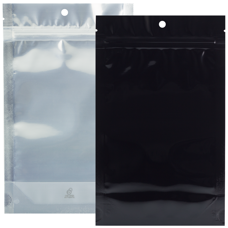 1/2 Ounce Gloss Black & Clear Mylar Bags - Hang Hole (50 qty.)