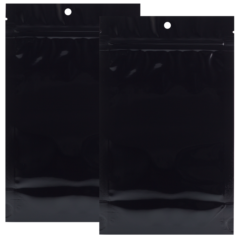 1/2 Ounce Gloss Black & Gloss Black Mylar Bags - Hang Hole (1000 qty.)