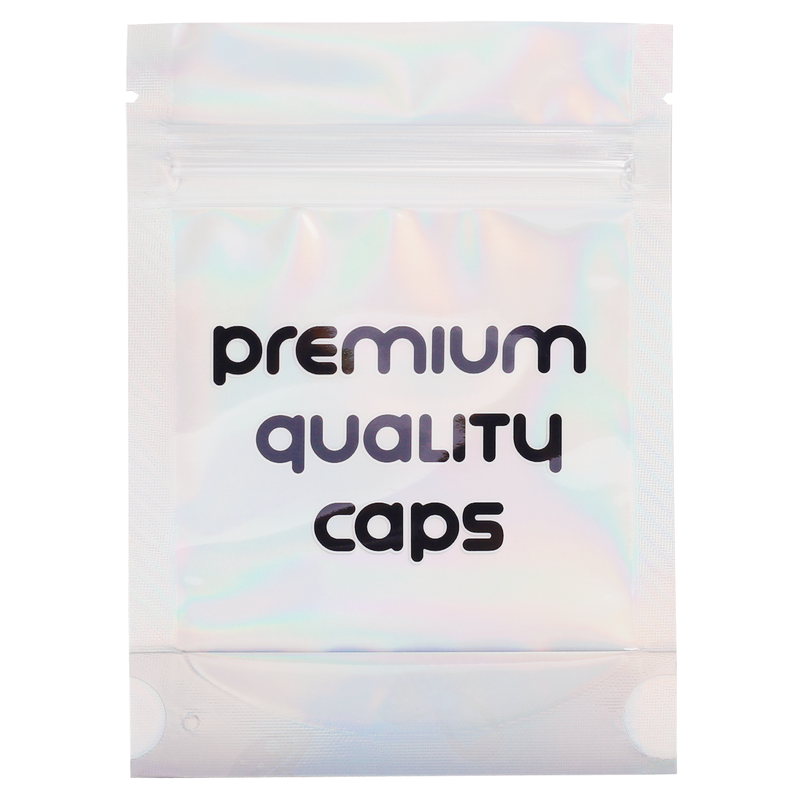 1/8th 3.5g 8th Holographic White Designer Mushroom Custom Printed Mylar Bags (1,000 qty.)