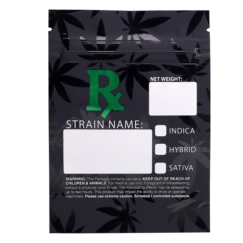 1/8th 3.5g Ounce Green Rx Generic Designer Custom Printed Mylar Bags (100 qty.)
