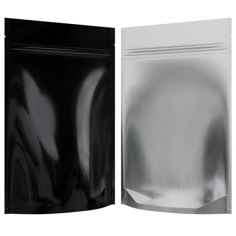 Gloss Black Vista Clear Dragon Chewer 28g ounce smell proof mylar bags by HIGHLOCK. Best thick wholesale bulk dispensary custom child resistant packaging 420 barrier bags tamper evident resealable large food storage near me nearby