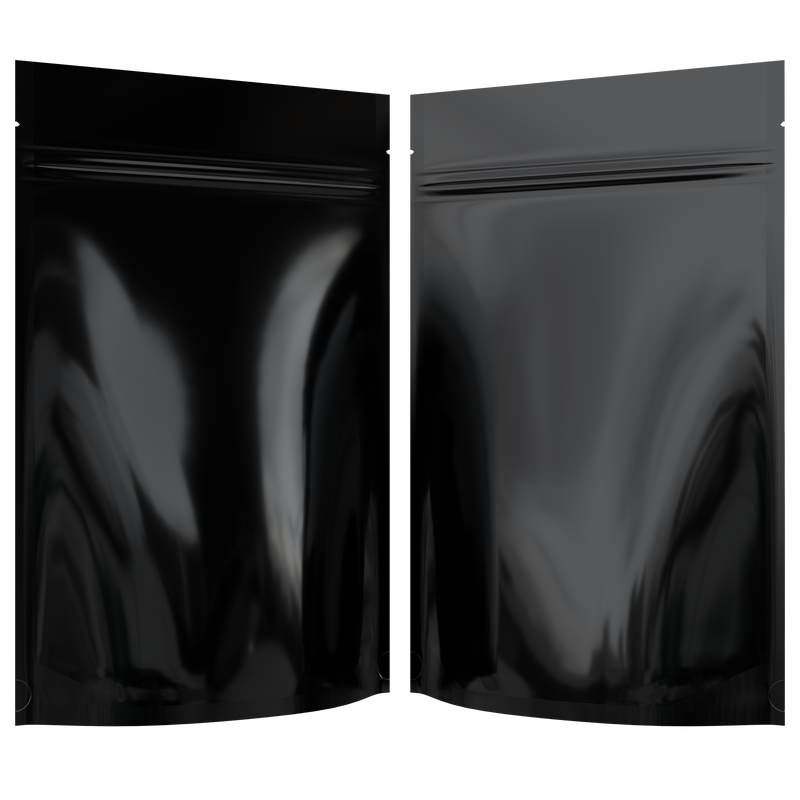 Gloss Black Opaque Dragon Chewer 28g ounce smell proof mylar bags by HIGHLOCK. Best thick wholesale bulk dispensary custom child resistant packaging 420 barrier bags tamper evident resealable large food storage near me nearby