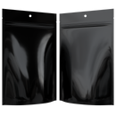 Gloss Black Opaque Hang Hole Dragon Chewer 28g ounce smell proof mylar bags by HIGHLOCK. Best thick wholesale bulk dispensary custom child resistant packaging 420 barrier bags tamper evident resealable large food storage near me nearby