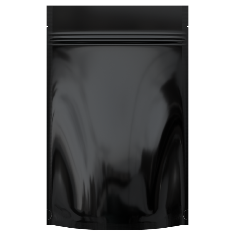 Gloss Black Opaque Dragon Chewer 28g ounce smell proof mylar bags by HIGHLOCK. Best thick wholesale bulk dispensary custom child resistant packaging 420 barrier bags tamper evident resealable large food storage baggies