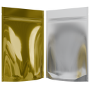 Gloss Gold Vista Clear Translucent Transparent Dragon Chewer 28g ounce smell proof mylar bags by HIGHLOCK. Best thick wholesale bulk dispensary custom child resistant packaging 420 barrier bags tamper evident resealable large food storage 50 pack 6x9x2