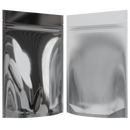 Gloss Silver Foil Metal Vista Clear Translucent Transparent Dragon Chewer 28g ounce smell proof mylar bags by HIGHLOCK. Best thick wholesale bulk dispensary custom child resistant packaging 420 barrier bags tamper evident resealable large food storage 50 pack 6x9x2