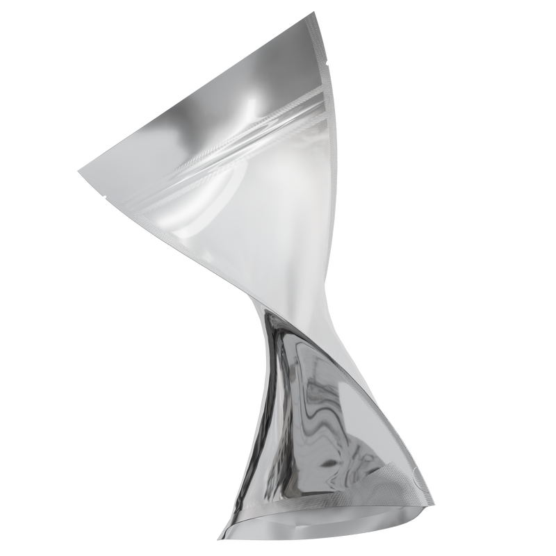 Gloss Silver Vista Clear Translucent Transparent Dragon Chewer 28g ounce smell proof mylar bags by HIGHLOCK. Best thick wholesale bulk dispensary custom child resistant packaging 420 barrier bags tamper evident resealable large food storage