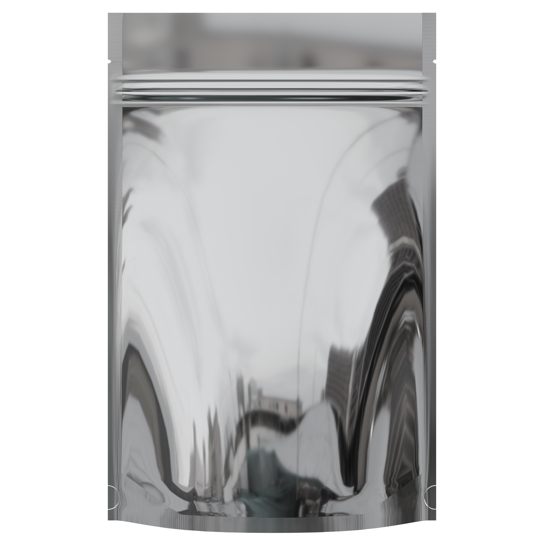 Gloss Silver Vista Holographic Dragon Chewer 28g ounce smell proof mylar bags by HIGHLOCK. Best thick wholesale bulk dispensary custom child resistant packaging 420 barrier bags tamper evident resealable large food storage heat sealable