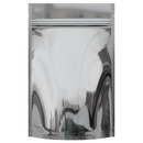 Gloss Silver Vista Holographic Dragon Chewer 28g ounce smell proof mylar bags by HIGHLOCK. Best thick wholesale bulk dispensary custom child resistant packaging 420 barrier bags tamper evident resealable large food storage heat sealable