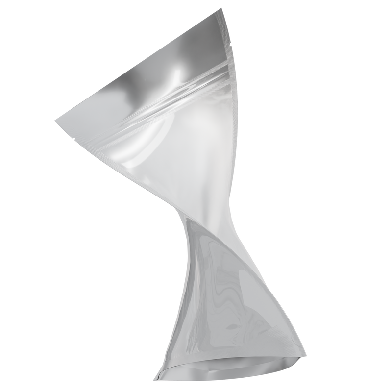 Gloss White Vista Clear Translucent Transparent Dragon Chewer 28g ounce smell proof mylar bags by HIGHLOCK. Best thick wholesale bulk dispensary custom child resistant packaging 420 barrier bags tamper evident resealable large food storage