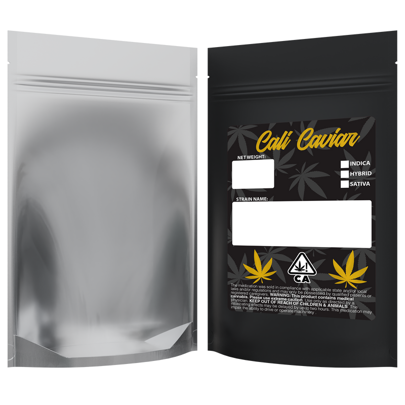 Matte Black Vista Clear Window Foil Metal Dragon Chewer 28g ounce smell proof mylar bags. Custom designer labels stickers logo template print cheap. Best thick wholesale bulk dispensary custom child resistant packaging 420 barrier bags tamper evident resealable large food storage heat sealable 100 pack 6x9x2 Cali Caviar Rx Generic CA