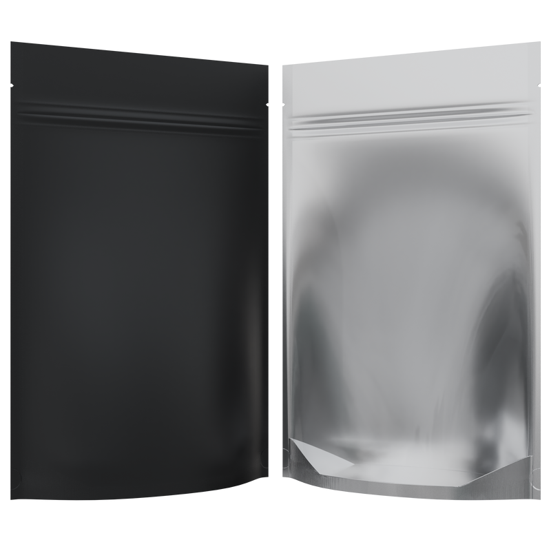 Matte Black Vista Clear Translucent Transparent Dragon Chewer 28g ounce smell proof mylar bags by HIGHLOCK. Best thick wholesale bulk dispensary custom child resistant packaging 420 barrier bags tamper evident resealable large food storage near me nearby 6 x 9 x 2