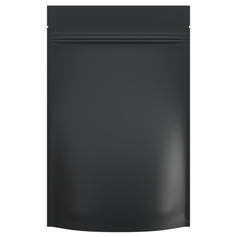 Matte Black Foil Metal Dragon Chewer 28g ounce smell proof mylar bags by HIGHLOCK. Best thick wholesale bulk dispensary custom child resistant packaging 420 barrier bags tamper evident resealable large food storage heat sealable 50 pack 6x9x2