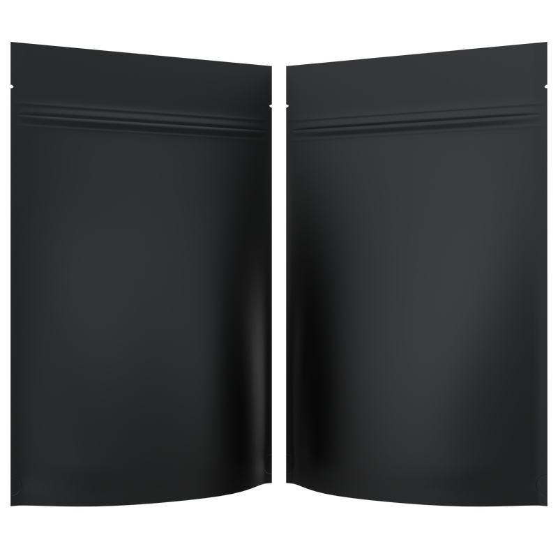 Matte Black Opaque Foil Metal Dragon Chewer 28g ounce smell proof mylar bags. Custom designer labels stickers logo template print cheap. Best thick wholesale bulk dispensary custom child resistant packaging 420 barrier bags tamper evident resealable large food storage heat sealable 50 pack 6x9x2