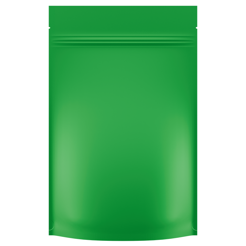 Matte Green Foil Metal Dragon Chewer 28g ounce smell proof mylar bags by HIGHLOCK. Best thick wholesale bulk dispensary custom child resistant packaging 420 barrier bags tamper evident resealable large food storage baggies 50 pack 6x9x2