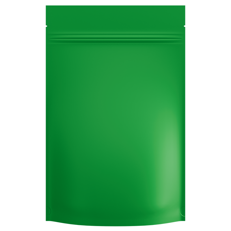 Matte Green Foil Metal Dragon Chewer 28g ounce smell proof mylar bags by HIGHLOCK. Best thick wholesale bulk dispensary custom child resistant packaging 420 barrier bags tamper evident resealable large food storage heat sealable 50 pack 6x9x2