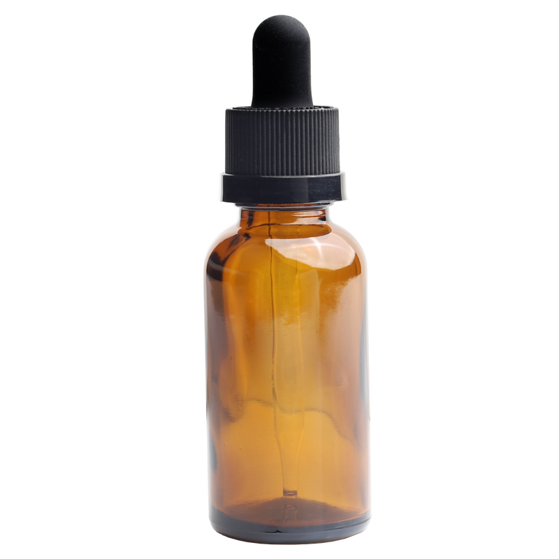30ML Amber Glass Dropper Bottles - Child Resistant Black Cap (330 qty.)