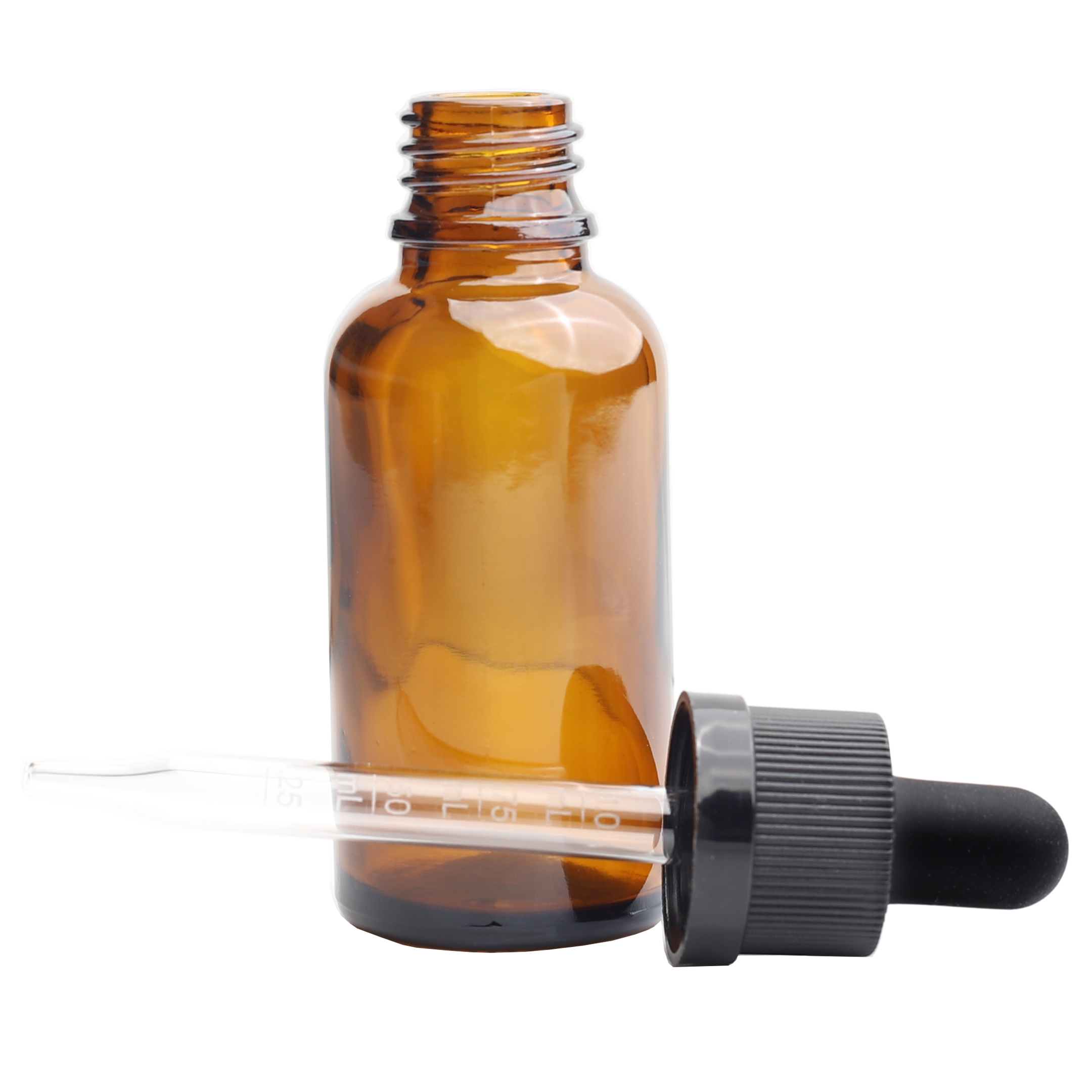 30ML Amber Glass Dropper Bottles - Child Resistant Black Cap (330 qty.)