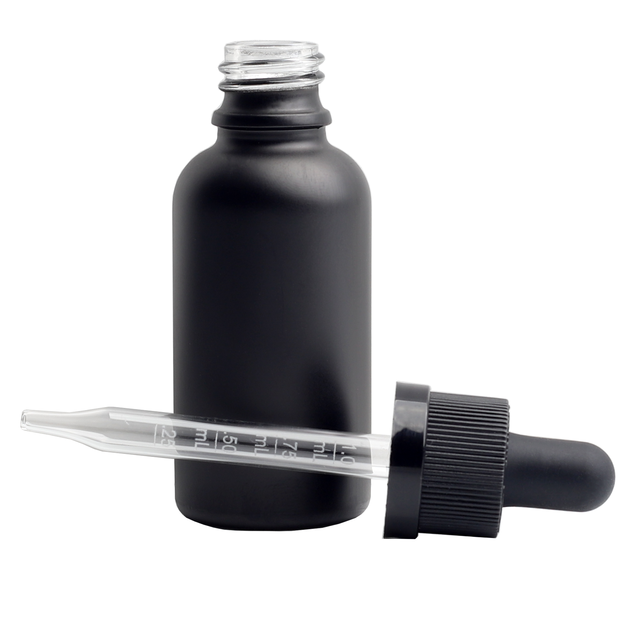 30ML Black Glass Dropper Bottles - Child Resistant Black Cap (200 qty.)