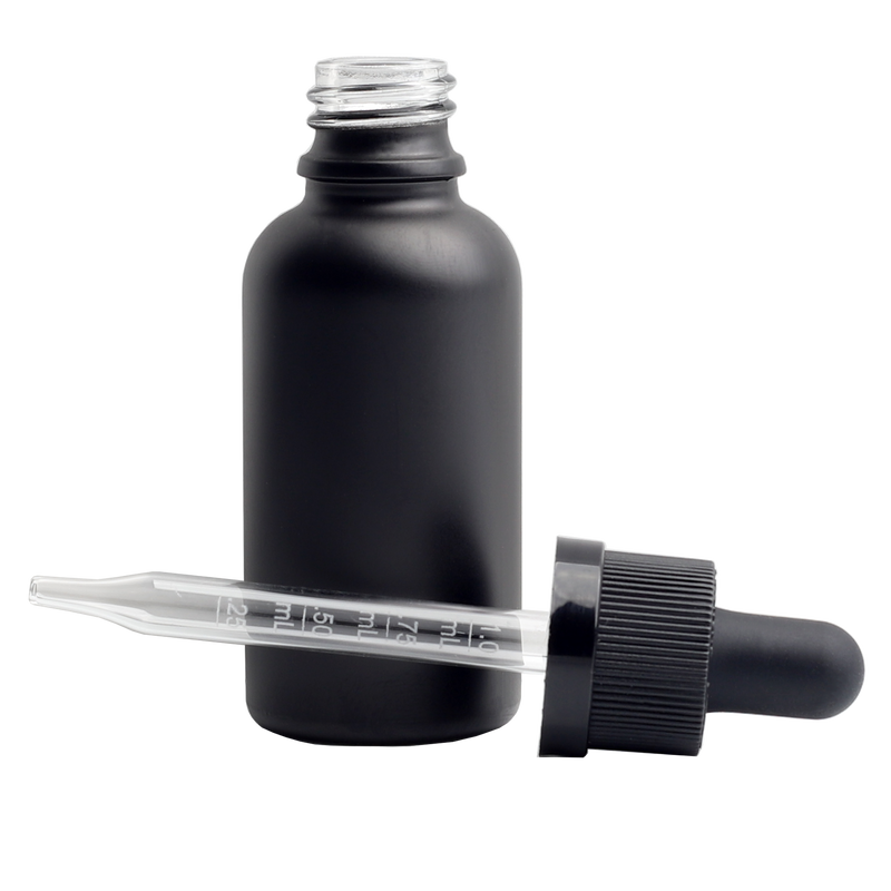 30ML Black Glass Dropper Bottles - Child Resistant Black Cap (200 qty.)