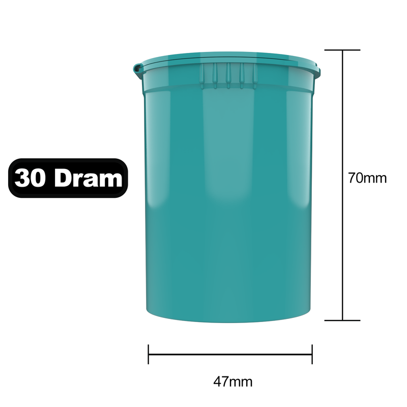 30 Dram Dragon Chewer Aqua Big Pop Top diagram size template 1/8th ounce 3.5 gram 1/4th ounce poptop cheap