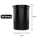 30 Dram Black Recycled Ocean Plastic PCR Child Resistant Pop Top Containers (160 qty.) - Dragon Chewer
