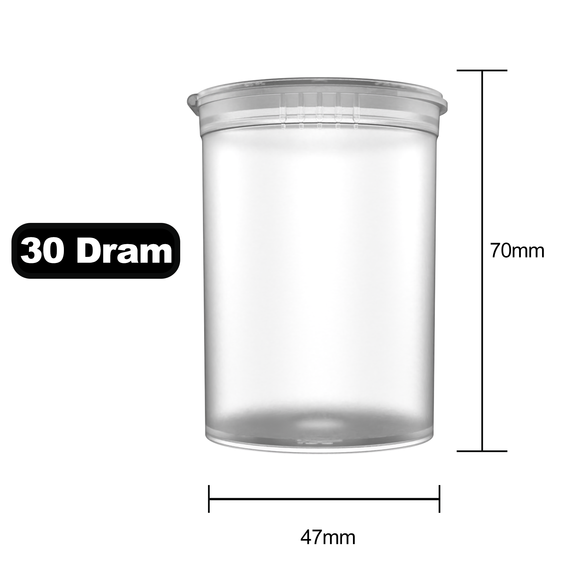 30 Dram Translucent Clear Child Resistant Pop Top Bottles (160 qty.)