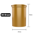 30 Dram Dragon Chewer Gold Big Pop Top diagram size template 1/8th ounce 3.5 gram 1/4th ounce poptop cheap