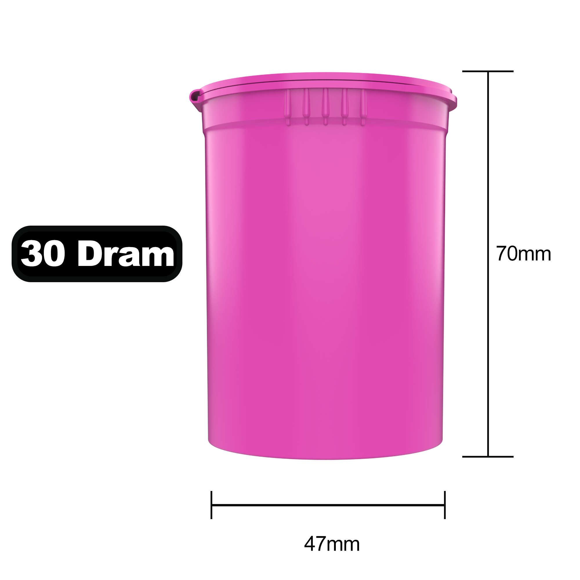 30 Dram Opaque Pink Child Resistant Pop Top Bottles (160 qty.) - Dragon Chewer
