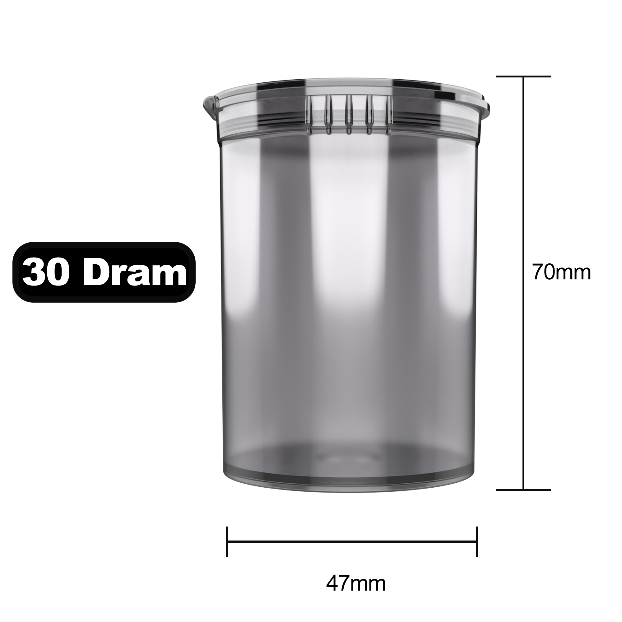 30 Dram Smoke Child Resistant Pop Top Bottles (160 qty.)