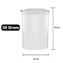 30 Dram Dragon Chewer white Big Pop Top diagram size template 1/8th ounce 3.5 gram 1/4th ounce poptop cheap