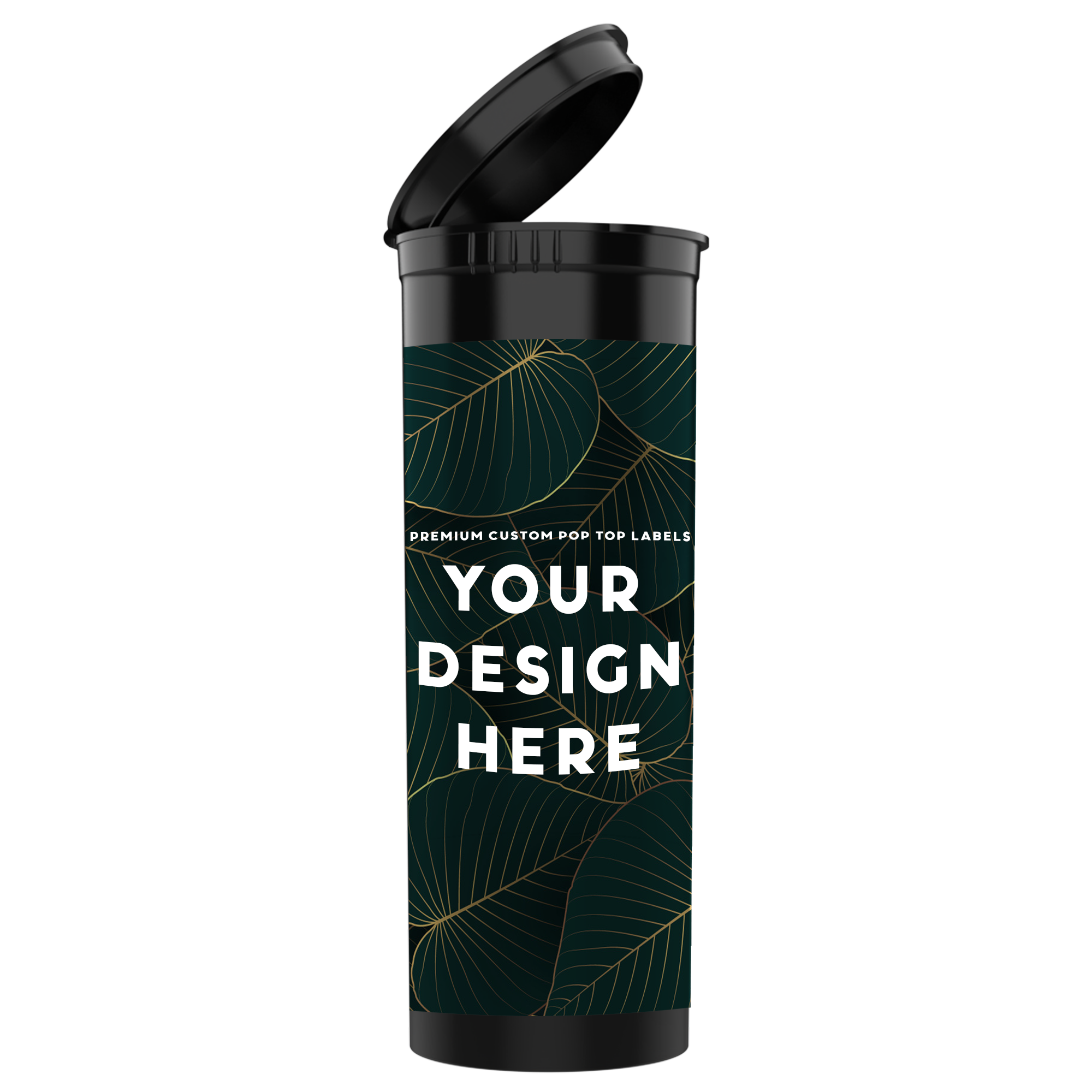 60 Dram Pop Top CR Container Premium Custom Labels (2,500 qty.) - USA MADE - Dragon Chewer