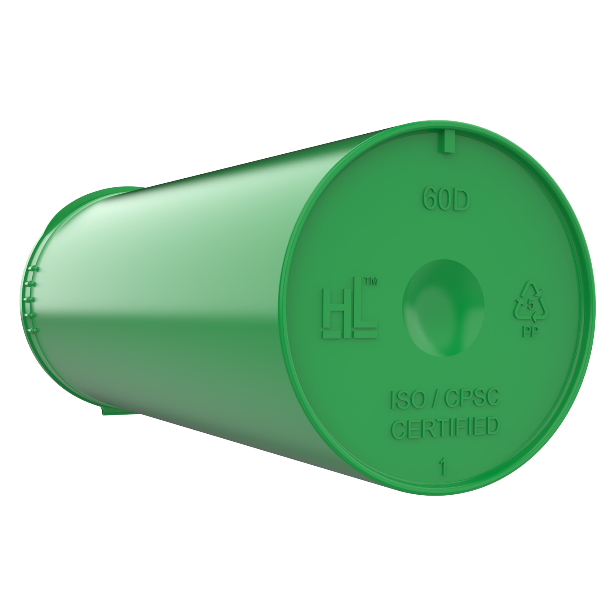 60 Dram Opaque Green Child Resistant Pop Top Bottles (75 qty.)