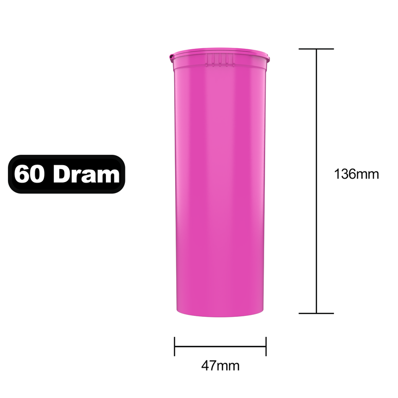 60 Dram Opaque Pink Child Resistant Pop Top Bottles (75 qty.)
