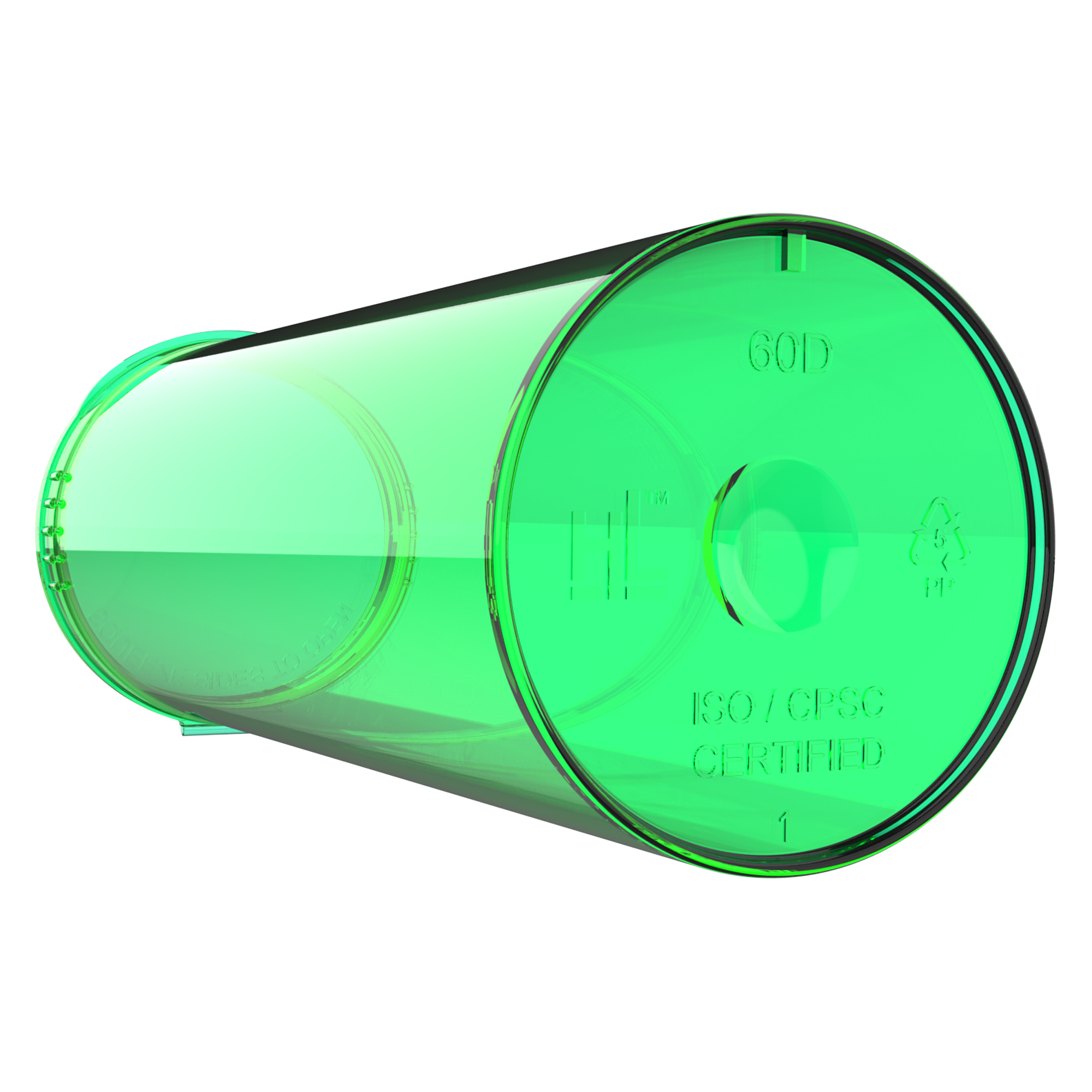 60 Dram Green translucent transparent Dragon Chewer custom Pop Top premium wholesale cannabis cbd mushroom smell proof vials jars cans ASTM CPSC ISO certified compliance compliant CR childproof