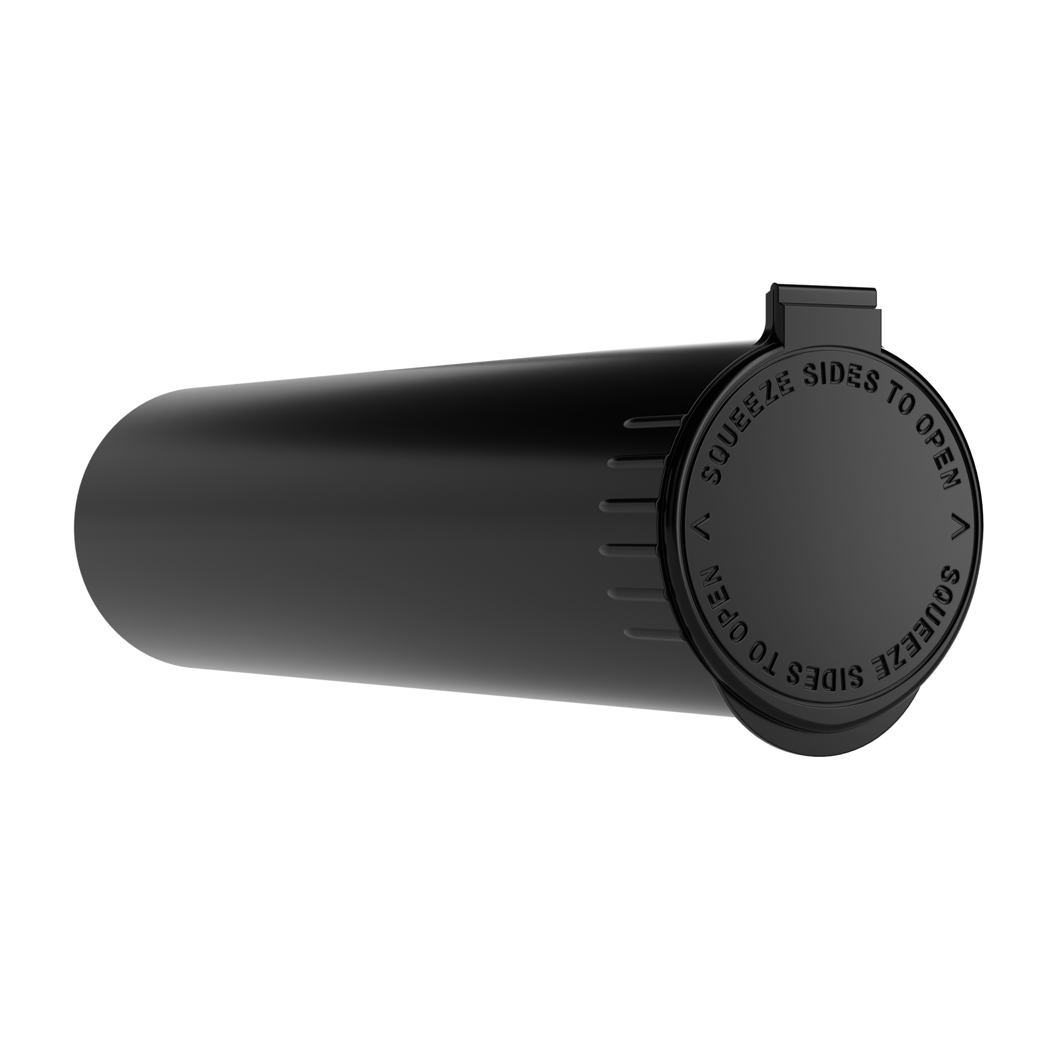 80mm Wide Black Pop Top Pre Roll Child Resistant Tubes - OPEN LID (600 qty.)