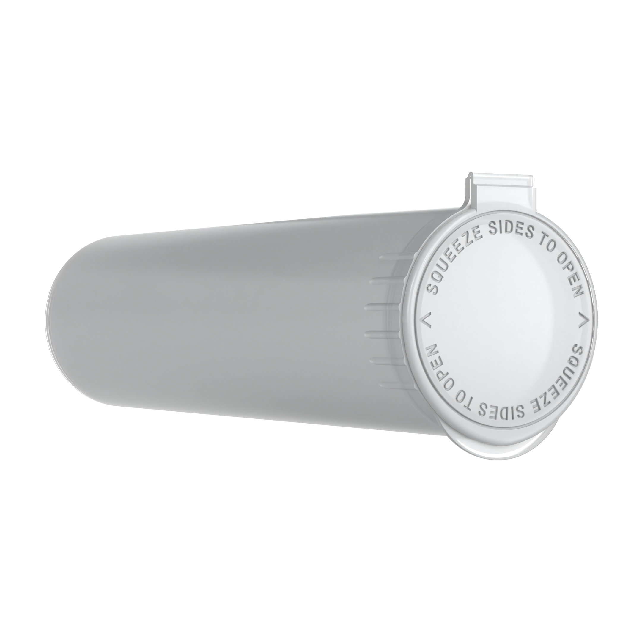 80mm Wide White Pop Top Pre Roll Child Resistant Tubes - OPEN LID (600 qty.)