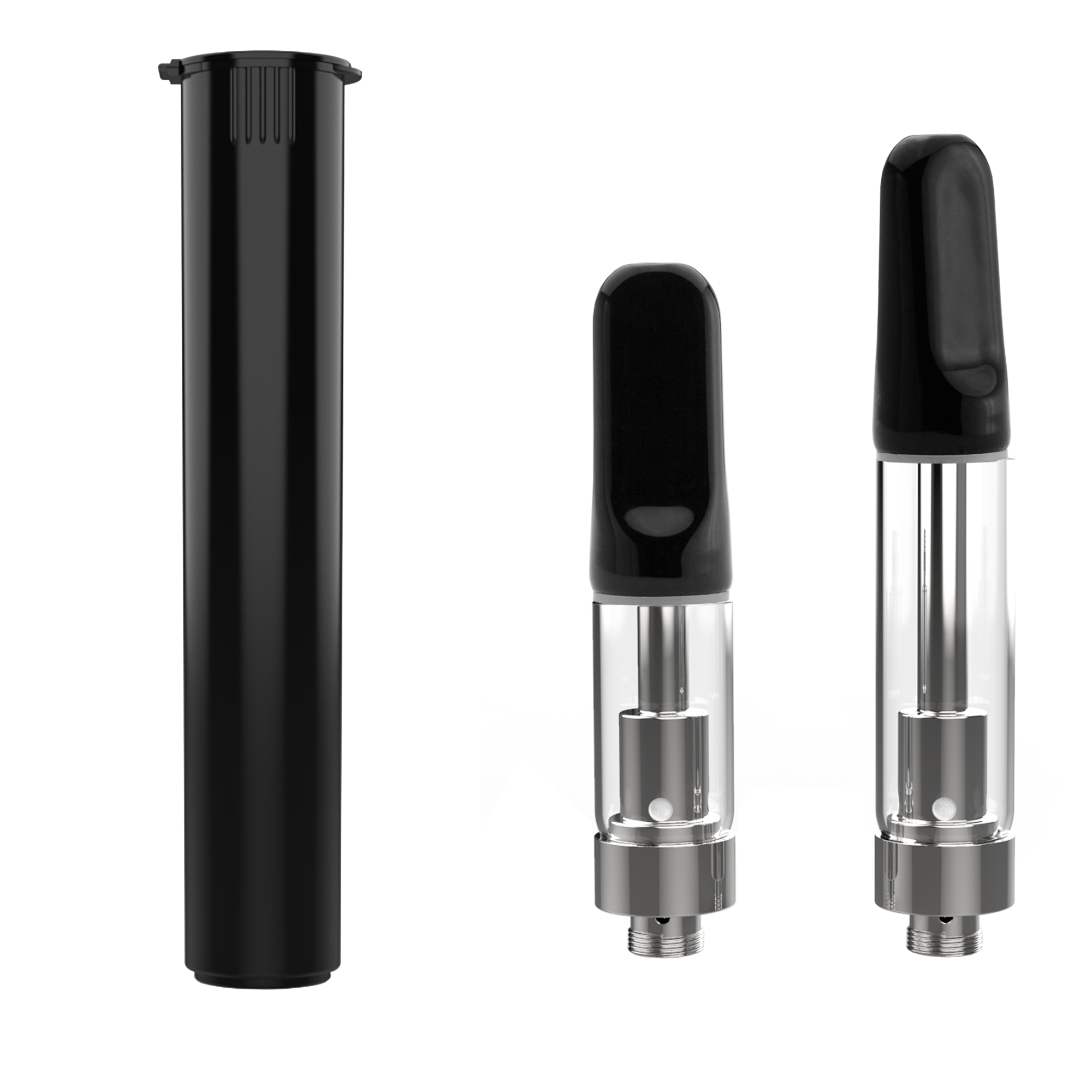 80mm Black Pop Top Pre Roll Child Resistant Tubes - OPEN LID (1,150 qty.) - Dragon Chewer