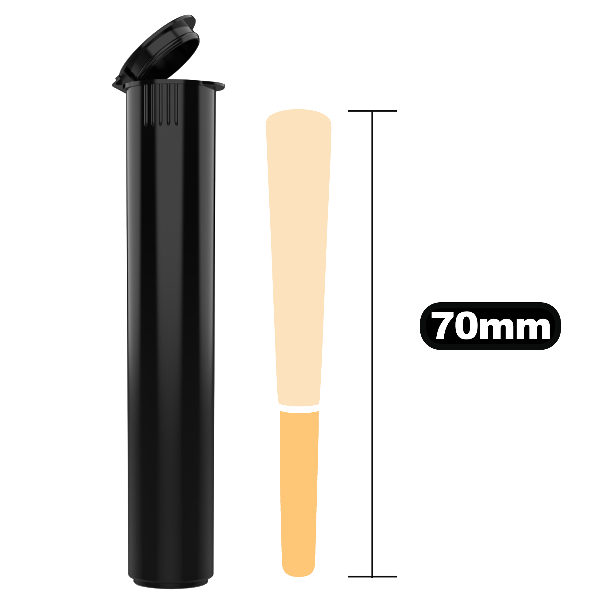 80mm Black Pop Top Pre Roll Child Resistant Tubes - Open Lid (1,150 Qty.) 80mm Black Pop Top Pre Roll Child Resistant Tubes - Open Lid (1,150 Qty.)