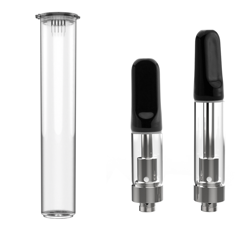 80mm clear vape cartridge cr child proof resistant pre roll pop top tubes small mini vials containers bottles wholesale bulk cheap holder dragon chewer hl highlock packaging .25 .5 .75 ml 