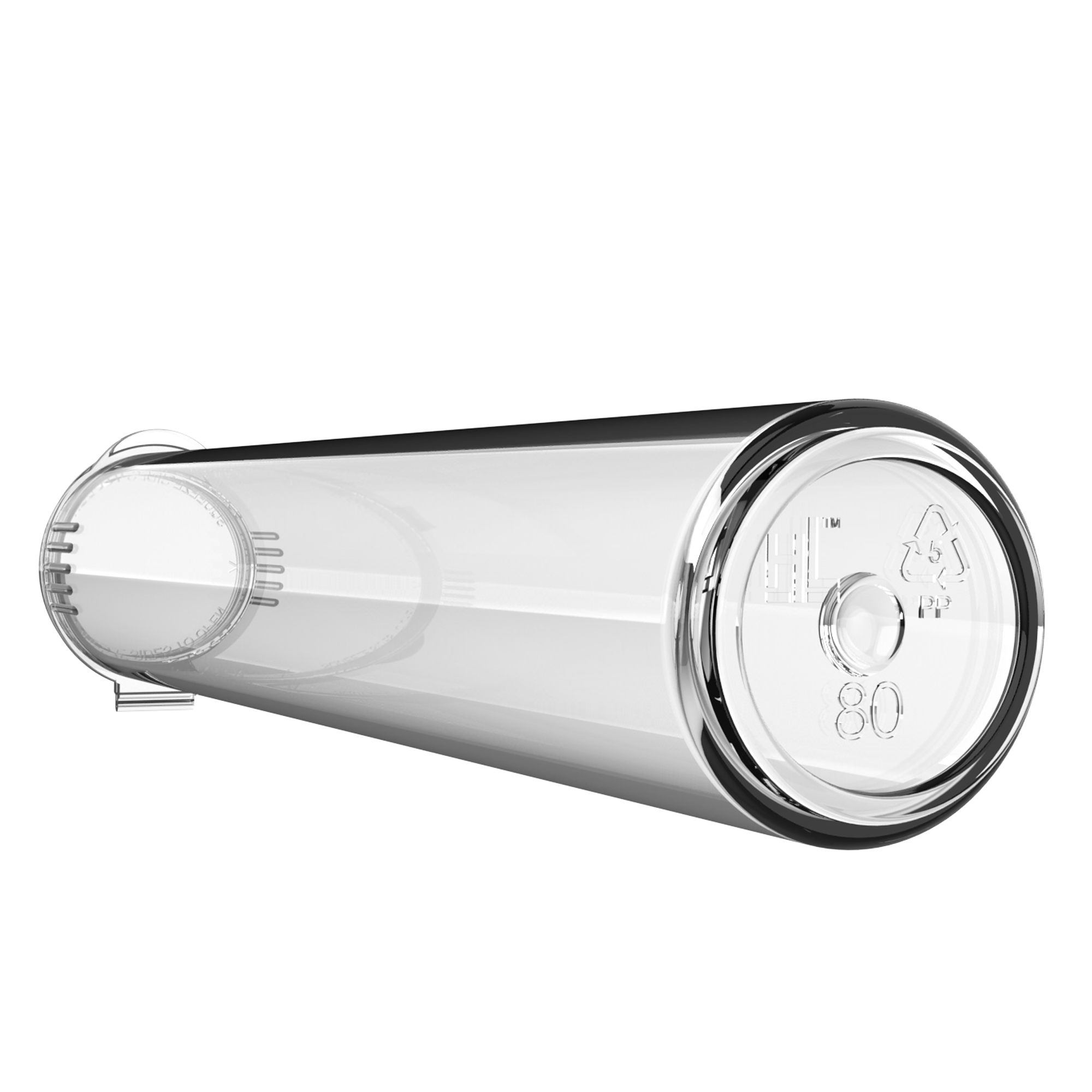 80mm Clear Pop Top Pre Roll Child Resistant Tubes - OPEN LID (1,150 qty.) - Dragon Chewer