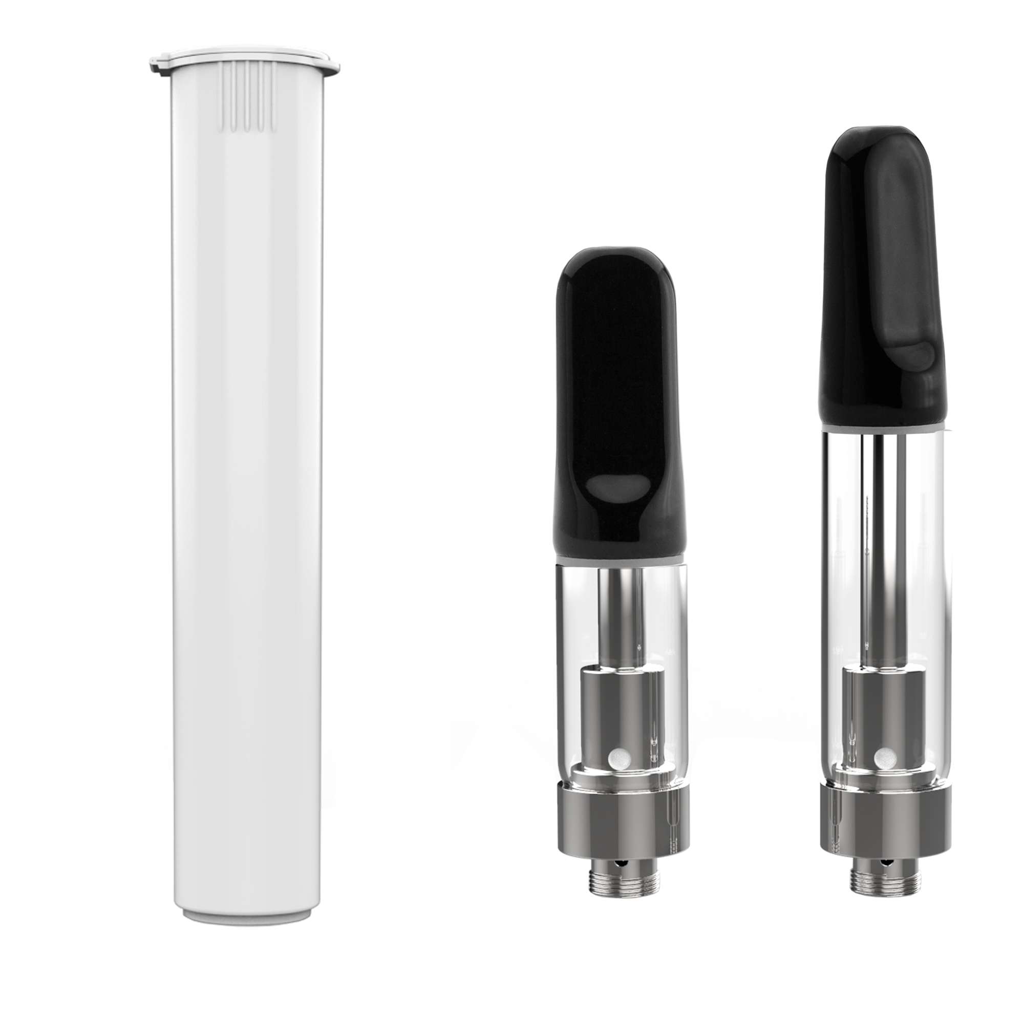 e-cigarette cartridge tube supply 86mm Buttonless Clear Vape w/ Black Cap Gamut Packaging available at bulk wholesale prices 80mm Clear Child Resistant Vape