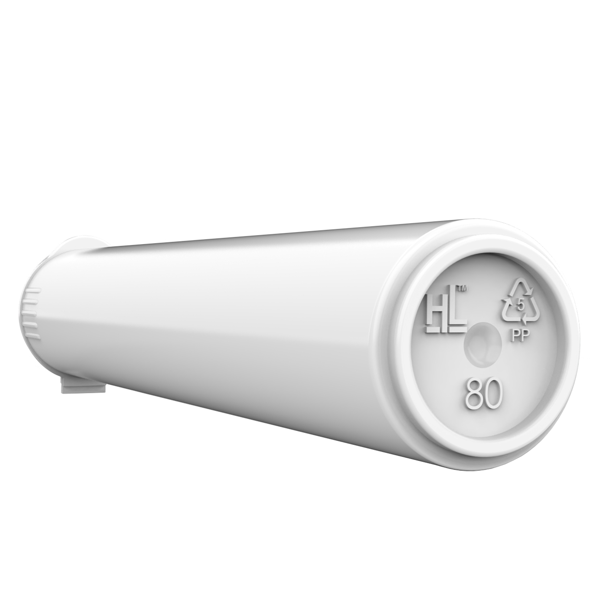 80mm White Pop Top Pre Roll Child Resistant Tubes - OPEN LID (1,150 qty.) - Dragon Chewer