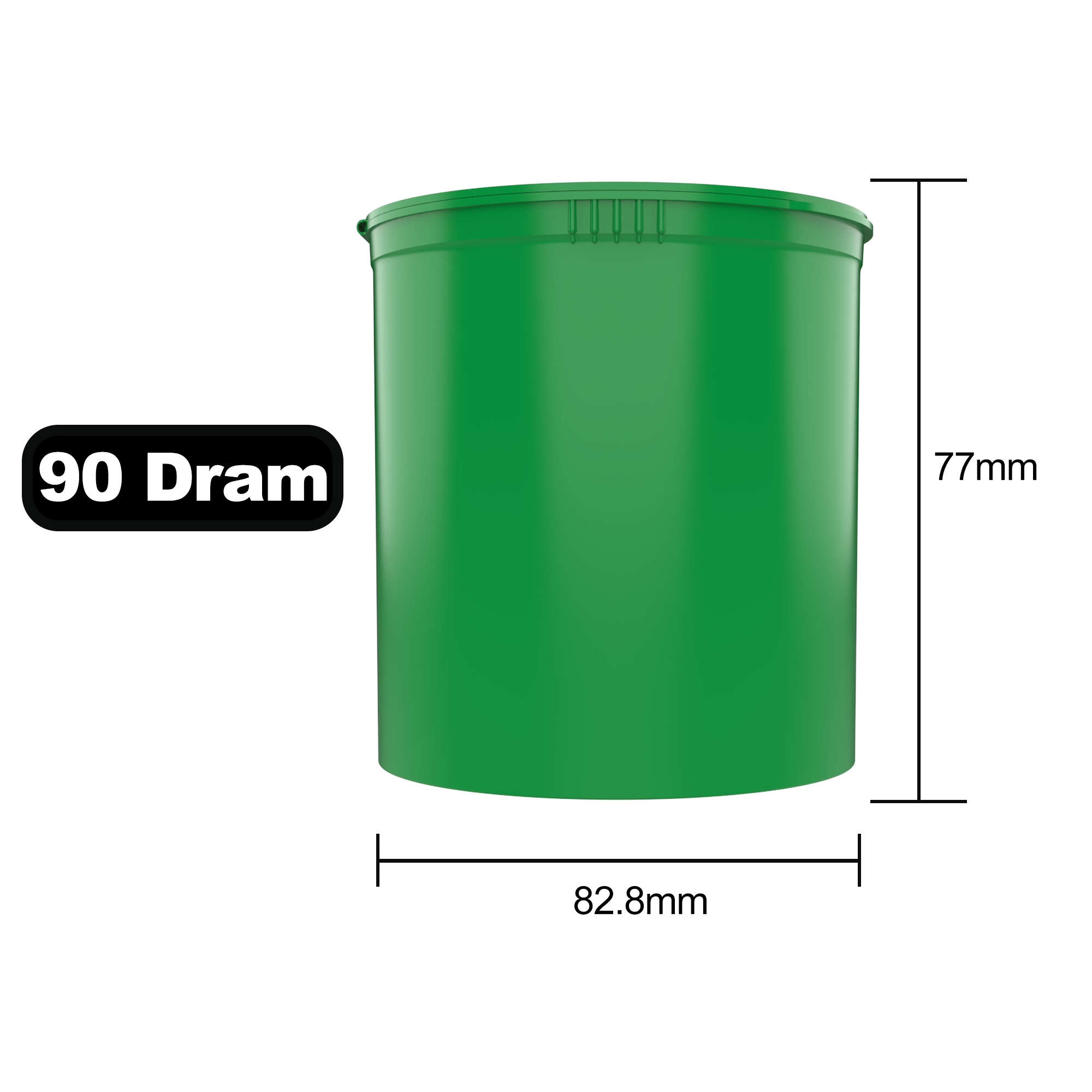 90 Dram Opaque Green Child Resistant Pop Top Bottles (60 qty.)