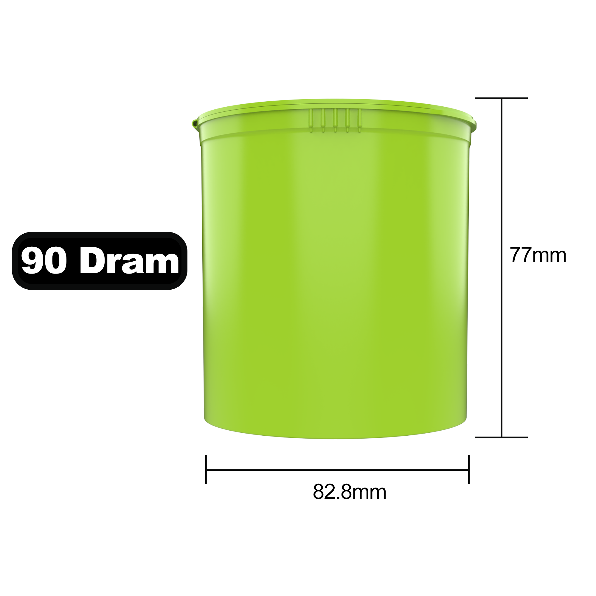 90 Dram Lime Green Highlighter Child Resistant Pop Top Bottles (60 qty