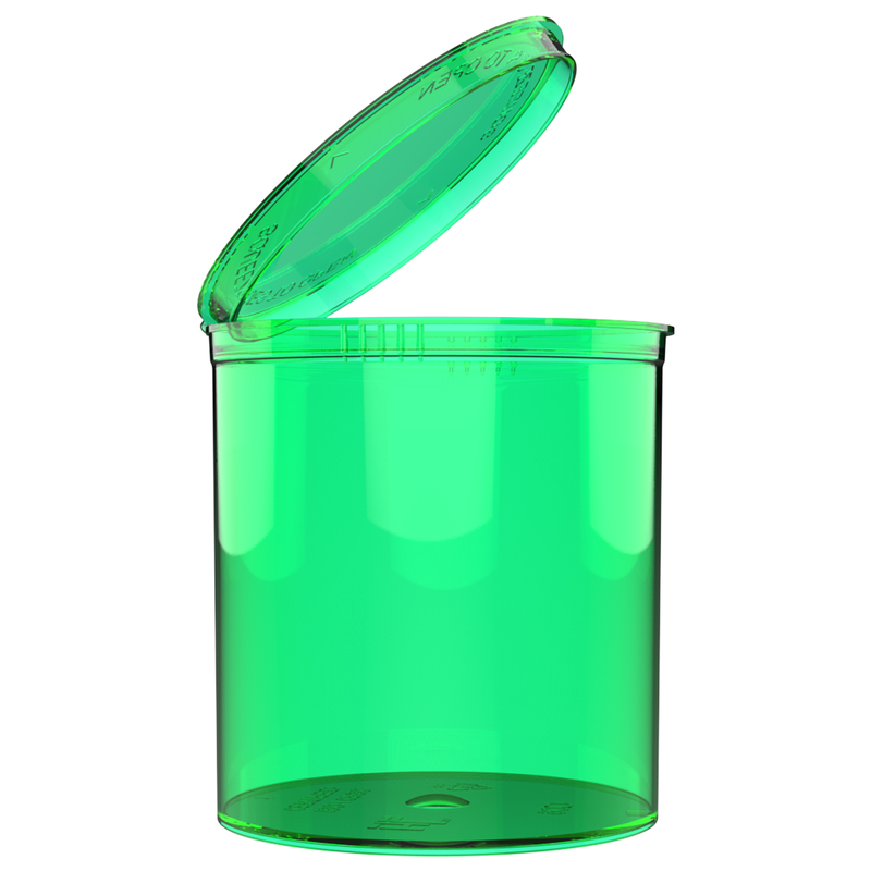 90 Dram Green translucent transparent Squeeze top can cannabis marijuana packaging containers jars bottles vials dragon chewer. Capacity 1 one ounce 1/2 oz.