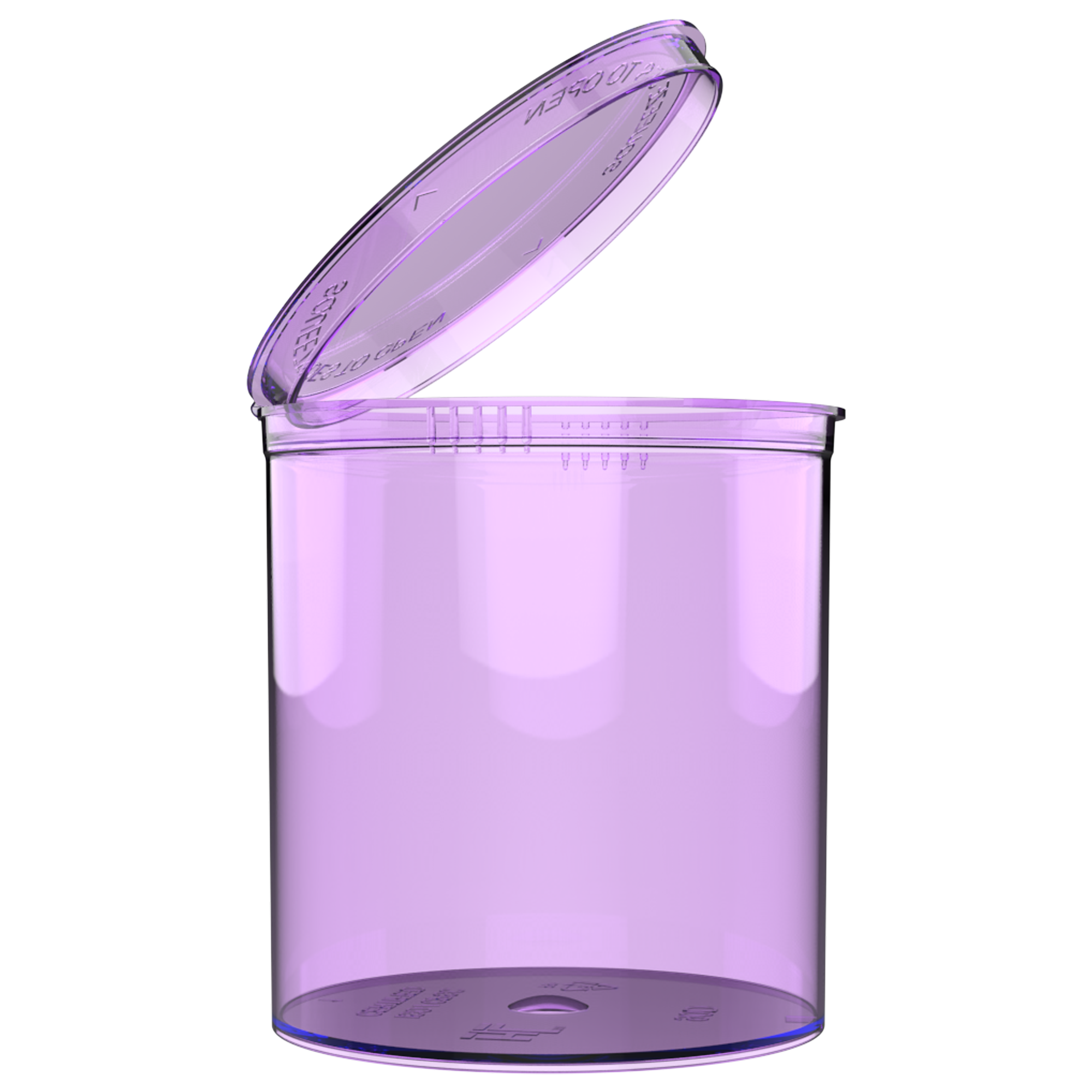 90 Dram Translucent Purple Child Resistant Pop Top Containers (60 qty.
