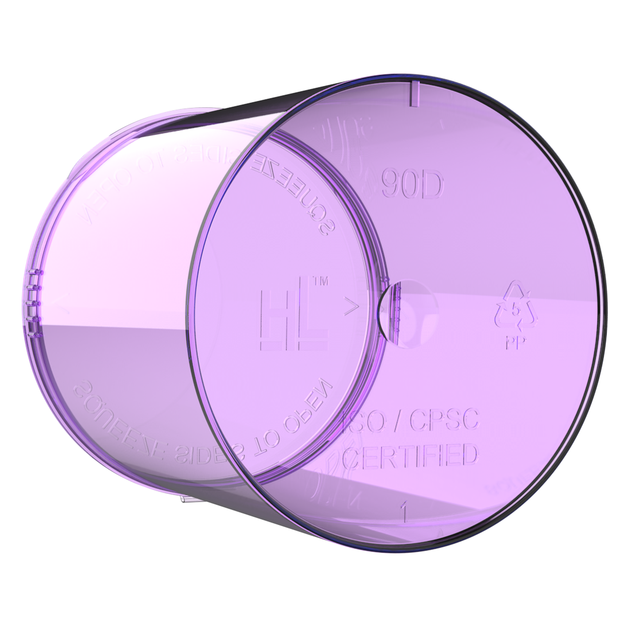 90 Dram Translucent Purple Child Resistant Pop Top Containers (60 qty.