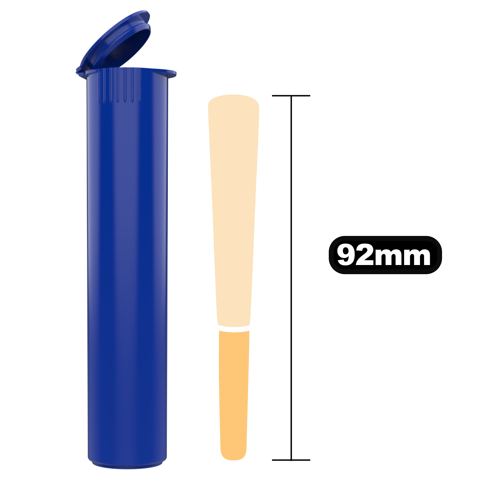 92mm Blue Pop Top Pre Roll Child Resistant Tubes - (700 qty.) - Dragon Chewer