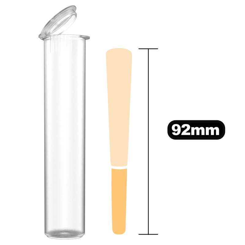 92mm Clear Pop Top Pre Roll Child Resistant Tubes - (700 qty.)